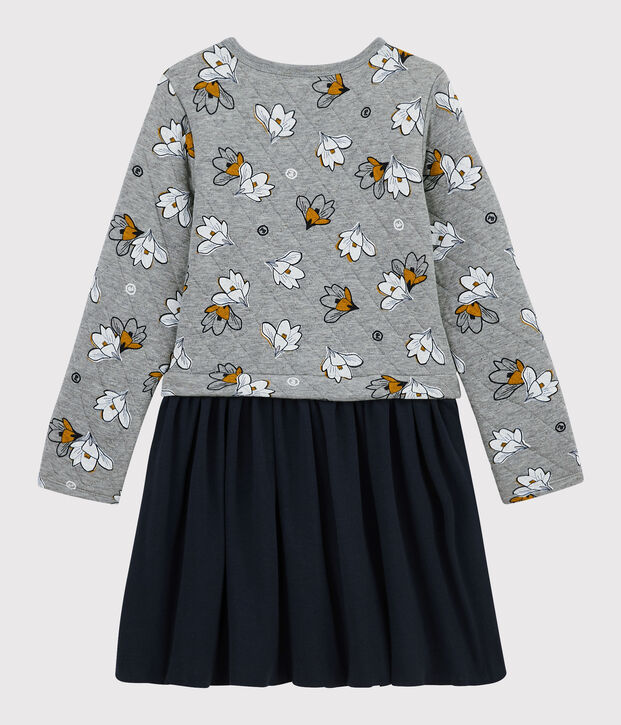 Robe manches longues enfant fille gris/multicouleur