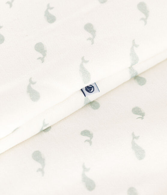 Gigoteuse en velours bébé imprimé baleine TOG 3 blanc MARSHMALLOW/ HERBIER