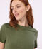 Tee-shirt femme en coton manches courtes uni vert