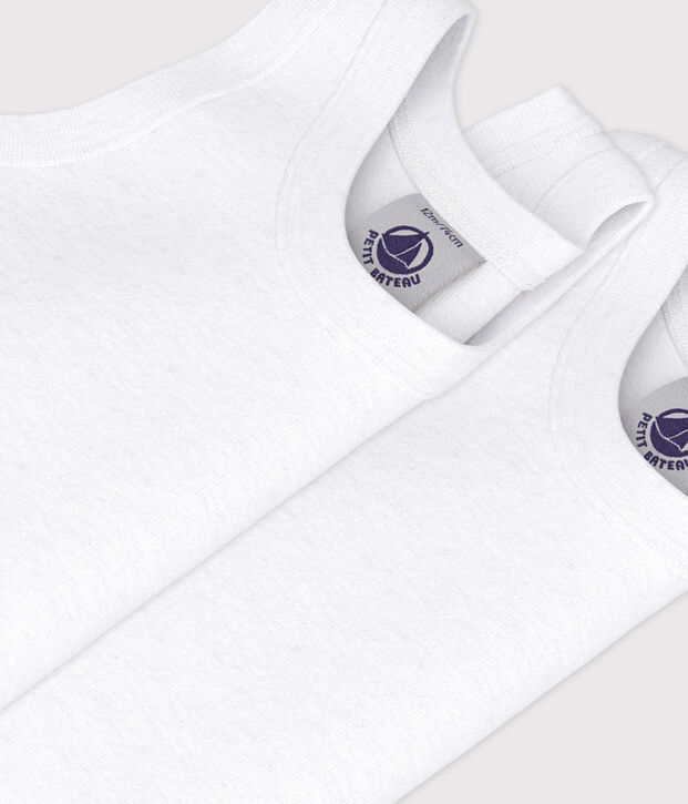 Lot de 2 bodies blancs sans manches b&eacute;b&eacute; multicouleur