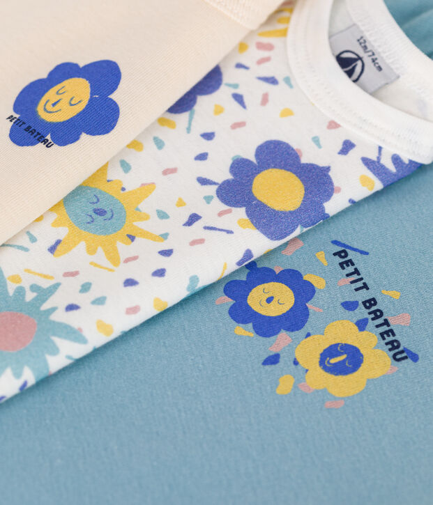 Lot de 3 bodies manches courtes en coton b&eacute;b&eacute; multicouleur