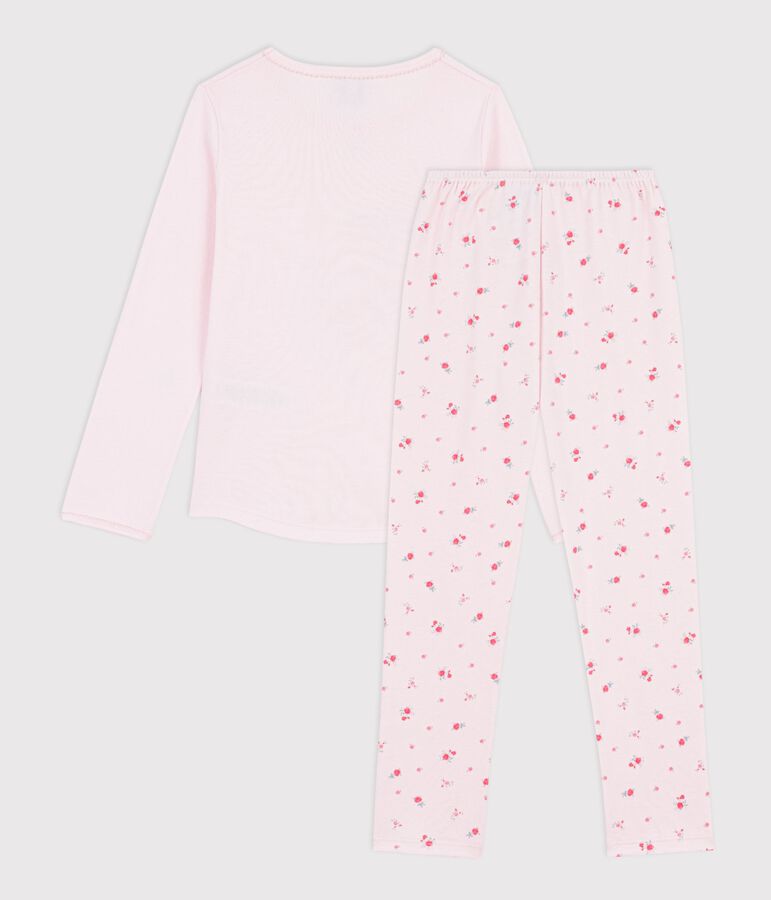 Pyjama enfant en coton &agrave; motif fleuri rose BARELY/ MULTICO