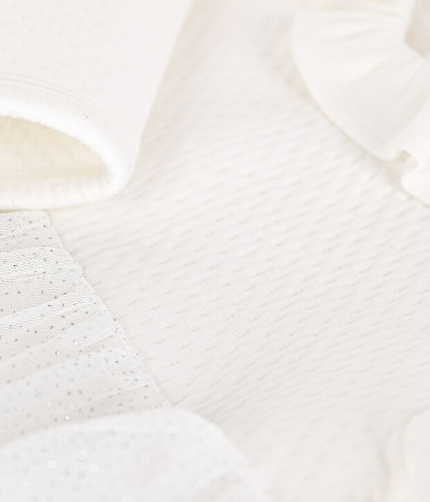 Robe en tubique et tulle b&eacute;b&eacute; blanc/gris