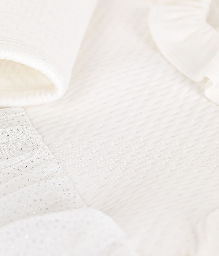 Robe en tubique et tulle b&eacute;b&eacute; blanc/gris