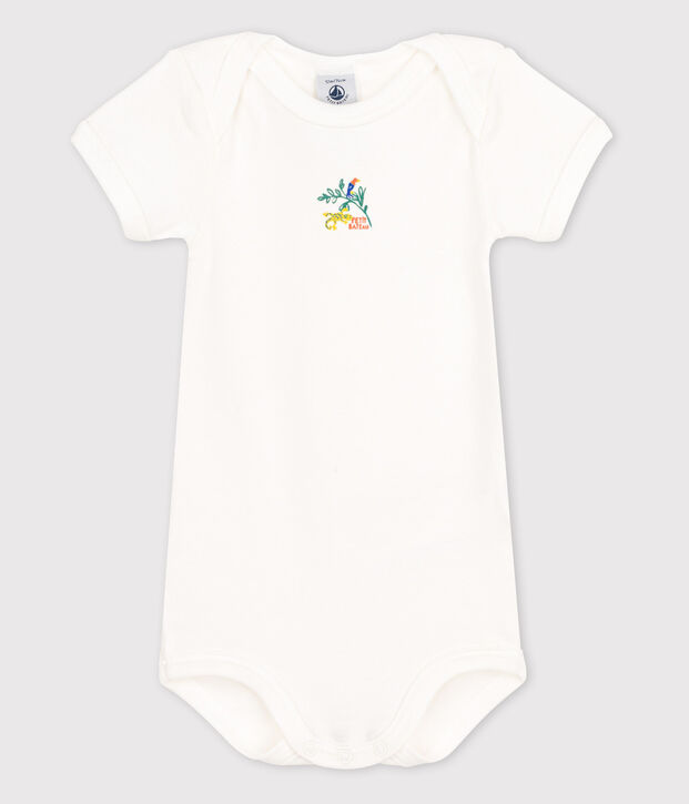 Body manches courtes b&eacute;b&eacute; blanc/vert