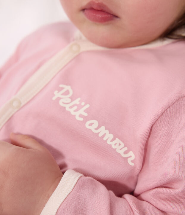 Pyjama b&eacute;b&eacute; en coton uni rose