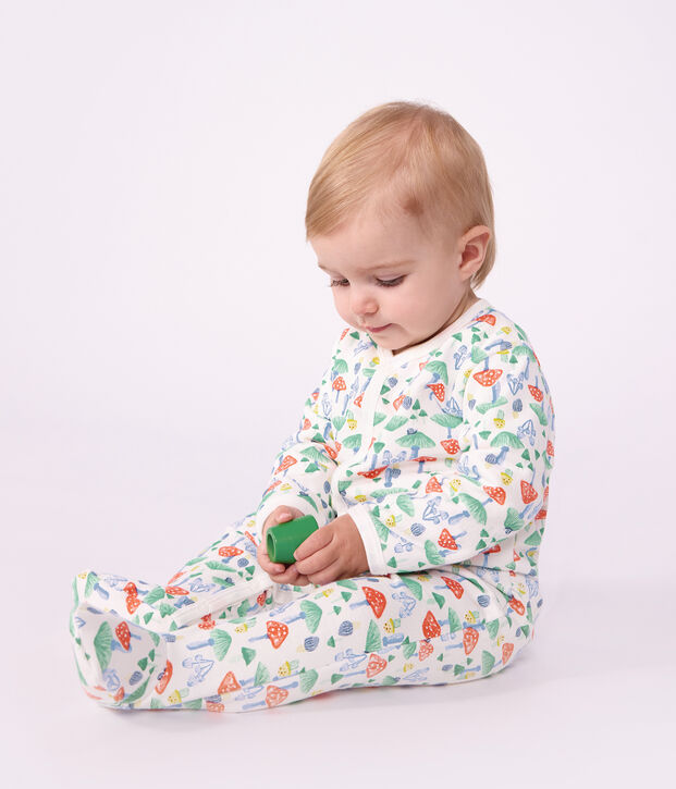 Pyjama b&eacute;b&eacute; en molleton imprim&eacute; champignons blanc/multicouleur