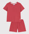 Pyjacourt uni en coton ajouré petite fille rose PAPI