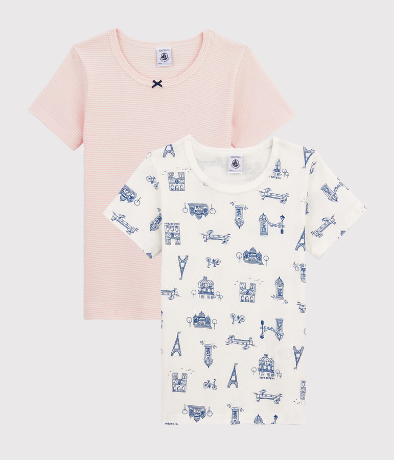 Lot de 2 tee-shirts manches courtes imprim&eacute; Paris petite fille variante 1