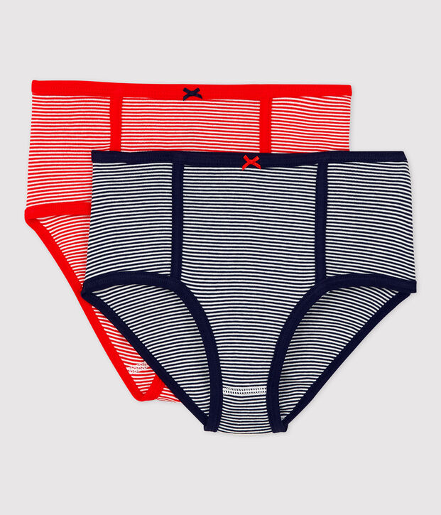 Lot 2 culottes taille haute en coton BIO Femme multicouleur