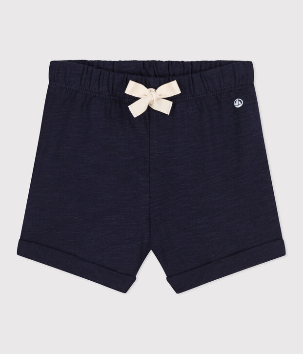 Short b&eacute;b&eacute; en jersey flamm&eacute; uni bleu