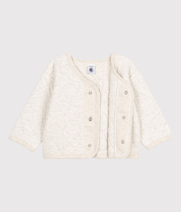 Cardigan b&eacute;b&eacute; en tubique matelass&eacute; beige chin&eacute;