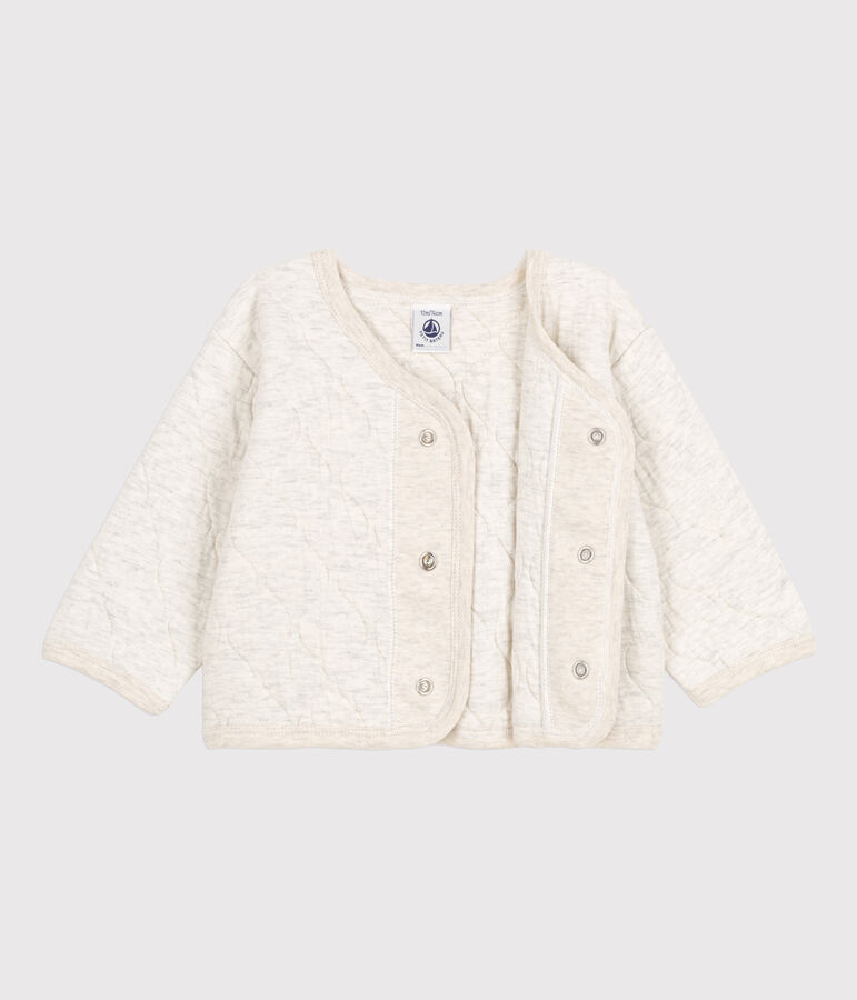 Cardigan b&eacute;b&eacute; en tubique matelass&eacute; beige