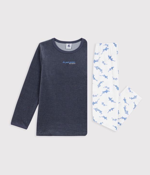 Pyjama  en coton blanc/bleu/multicouleur