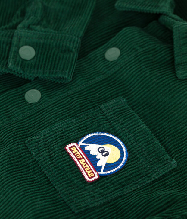 Chemise enfant en velours unie vert