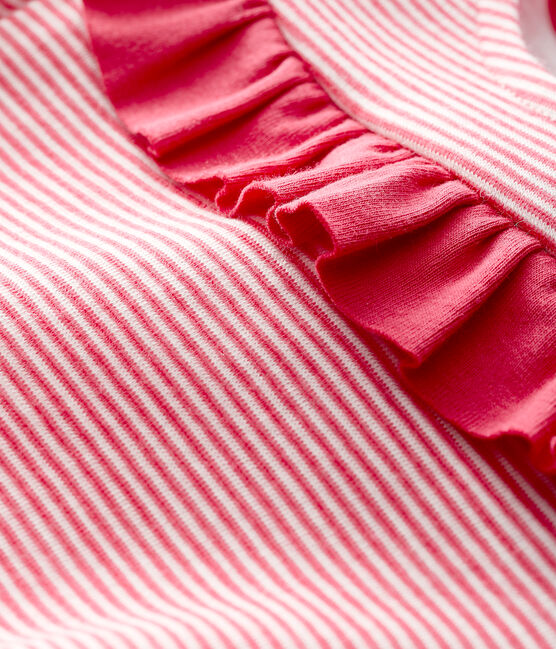 Blouse manches longues bébé fille rose POPPY/blanc MARSHMALLOW