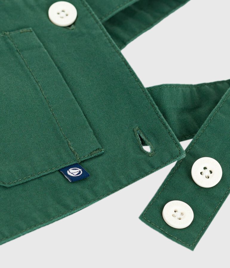 Salopette b&eacute;b&eacute; en serge de coton jambes courtes, unie vert WILLOW