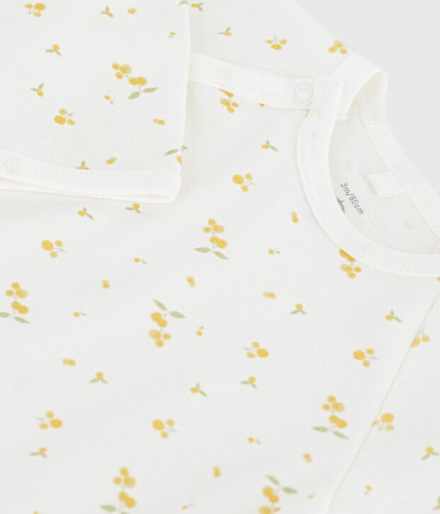 Pyjama b&eacute;b&eacute; en coton fleuri blanc/multicouleur