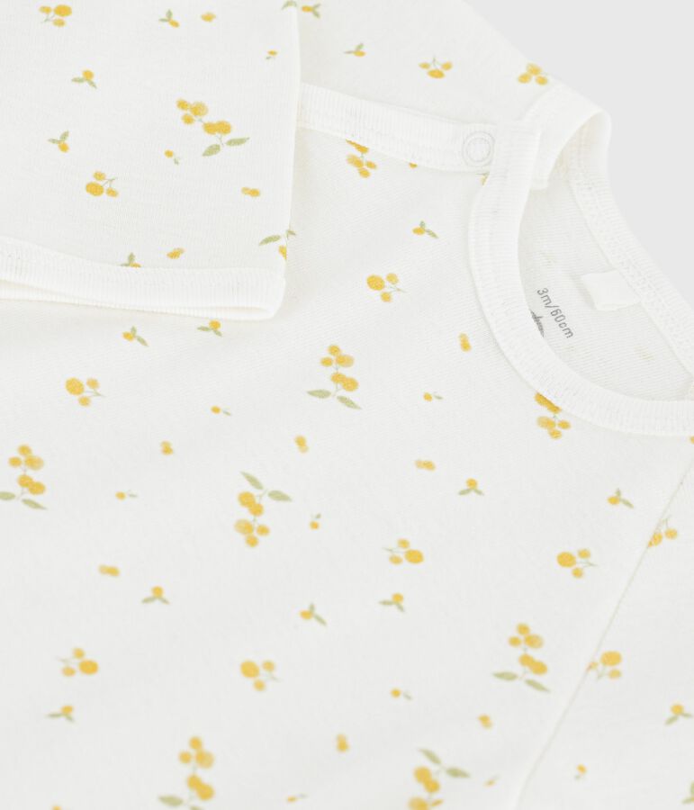 Pyjama b&eacute;b&eacute; en coton fleuri blanc/multicouleur