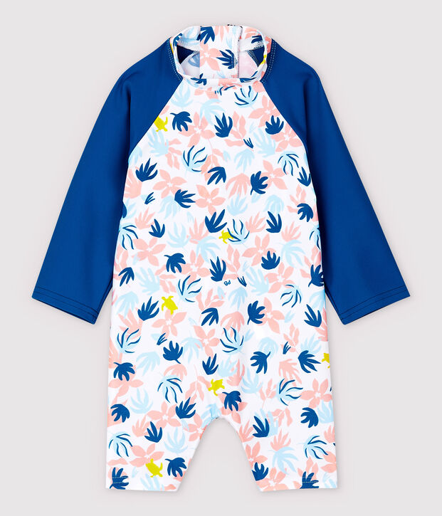 Combinaison anti-UV &eacute;coresponsable b&eacute;b&eacute; fille blanc/multicouleur