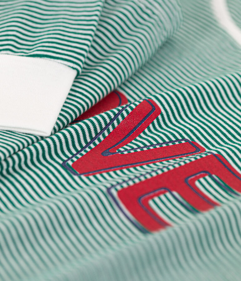 Pyjama milleraies femme en coton EVERGREEN/ MARSHMALLOW