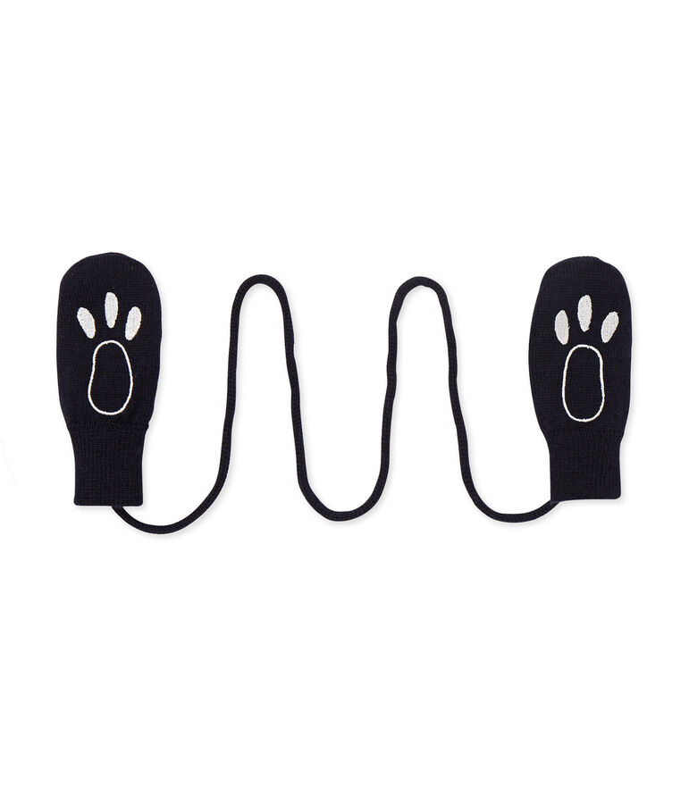 Moufles b&eacute;b&eacute; mixte en laine m&eacute;lang&eacute;e bleu