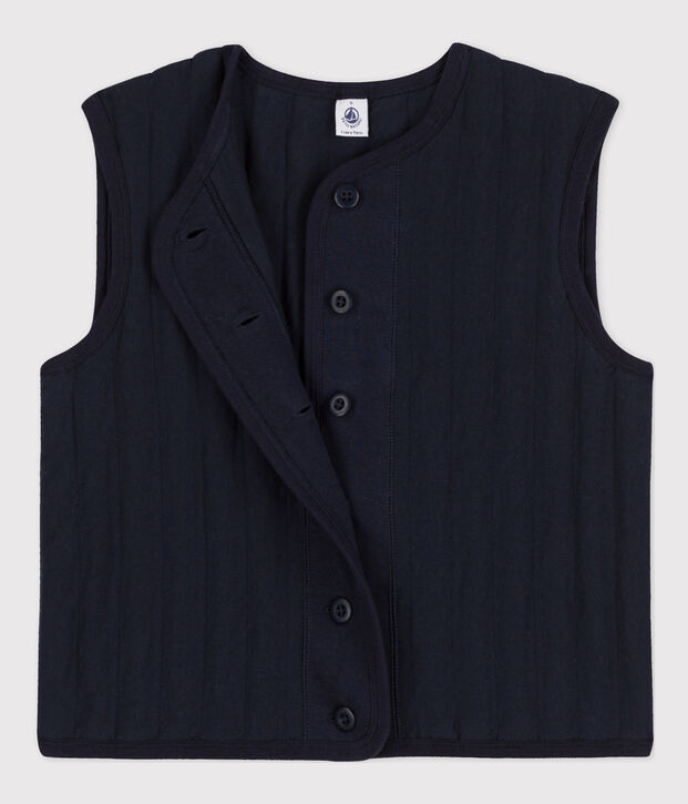 Cardigan sans manches moelleux Femme bleu marine