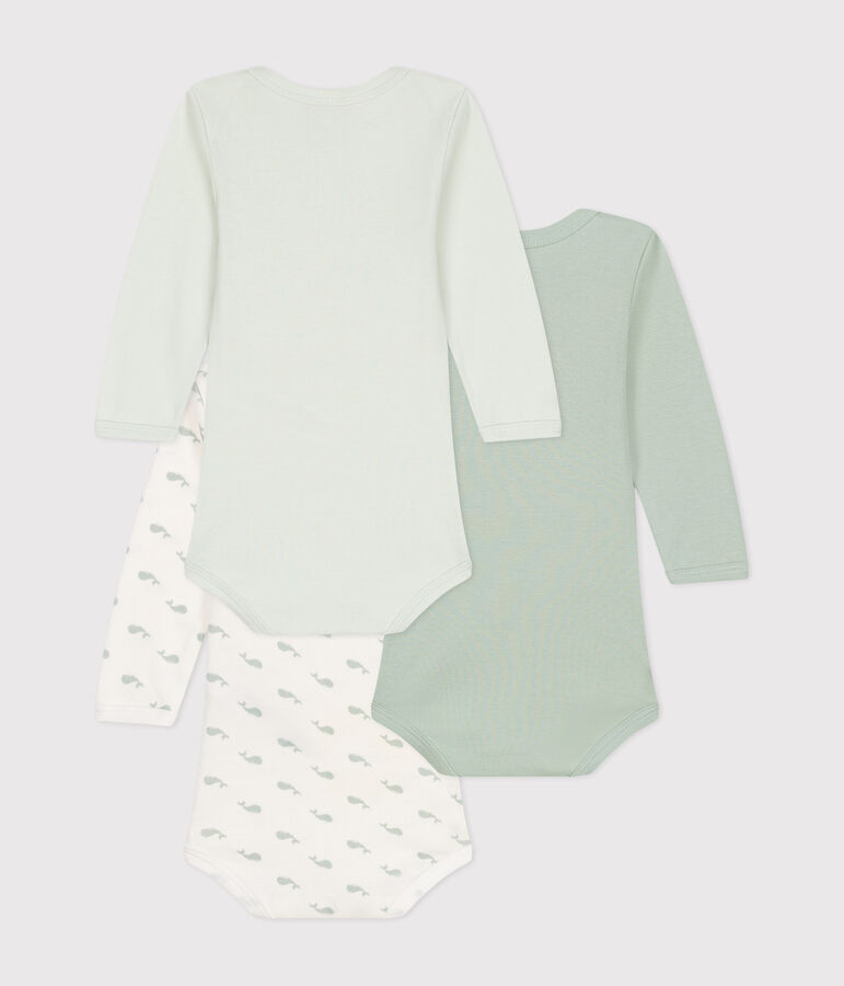Lot de 3 bodies manches longues imprim&eacute; baleines en coton b&eacute;b&eacute; variante 1