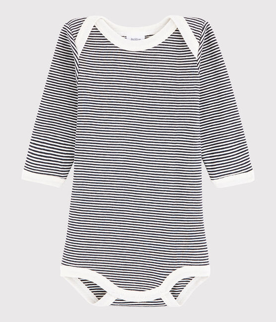 Body manches longues bébé garçon bleu SMOKING/beige COQUILLE