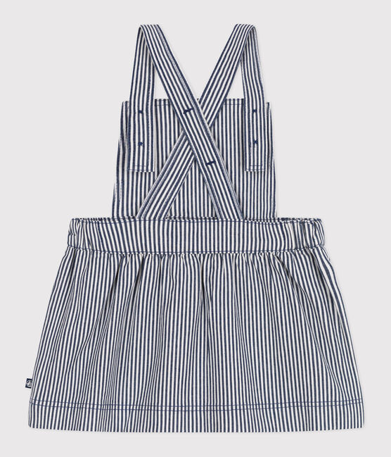 Robe salopette bébé en coton rayée bleu MEDIEVAL/blanc MARSHMALLOW