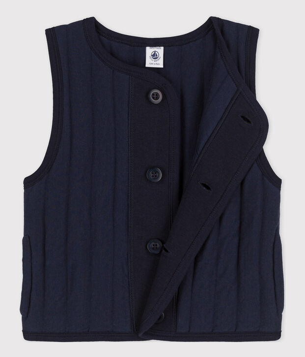 Veste sans manche en tubique enfant fille / gar&ccedil;on bleu marine