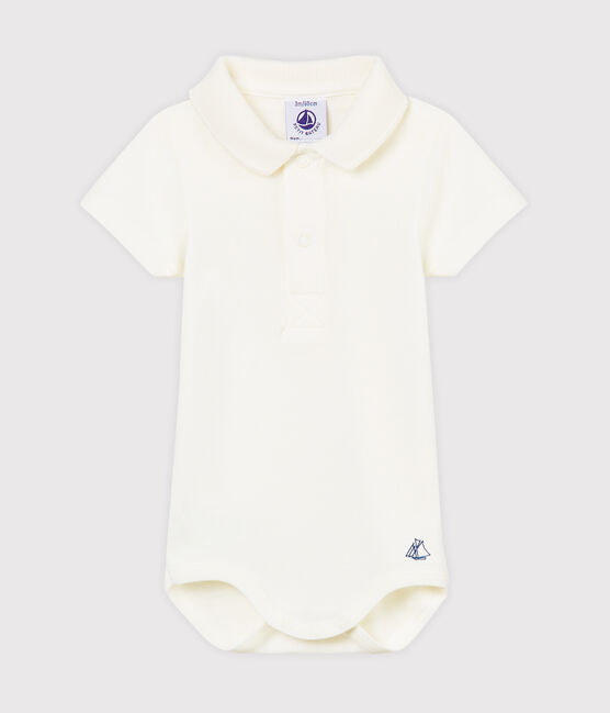 Body col polo bébé garçon blanc MARSHMALLOW