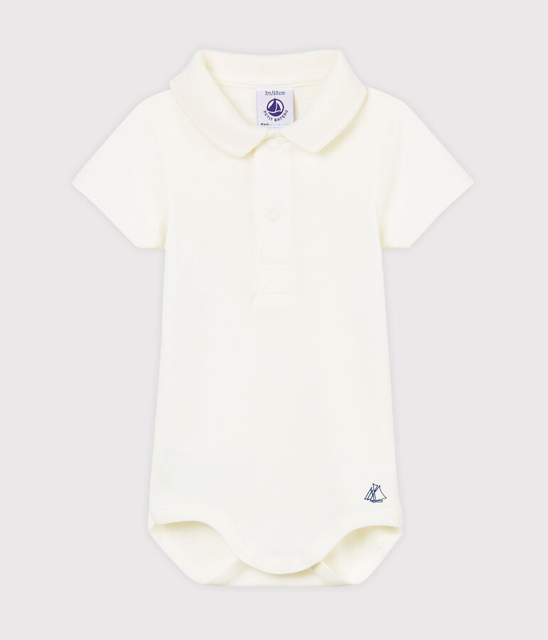 Body col polo b&eacute;b&eacute; gar&ccedil;on blanc MARSHMALLOW