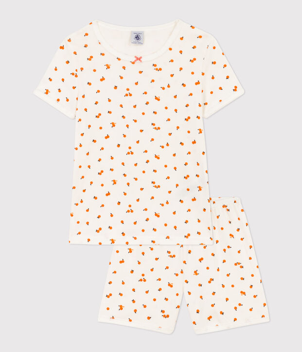 Pyjacourt orangettes coton petite fille blanc/multicouleur