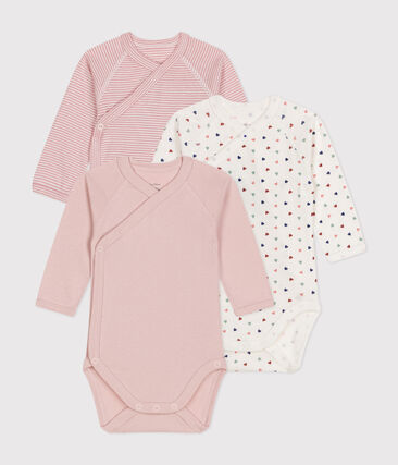 Lot de 3 bodies croisés manches longues en coton bébé