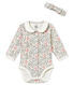 Body à col manches longues et bandeau bébé fille imprimé