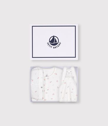 Coffret cadeau naissance en coton imprimé fleuri
