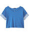 T-shirt femme oversize à rayures bleu PERSE/blanc MARSHMALLOW