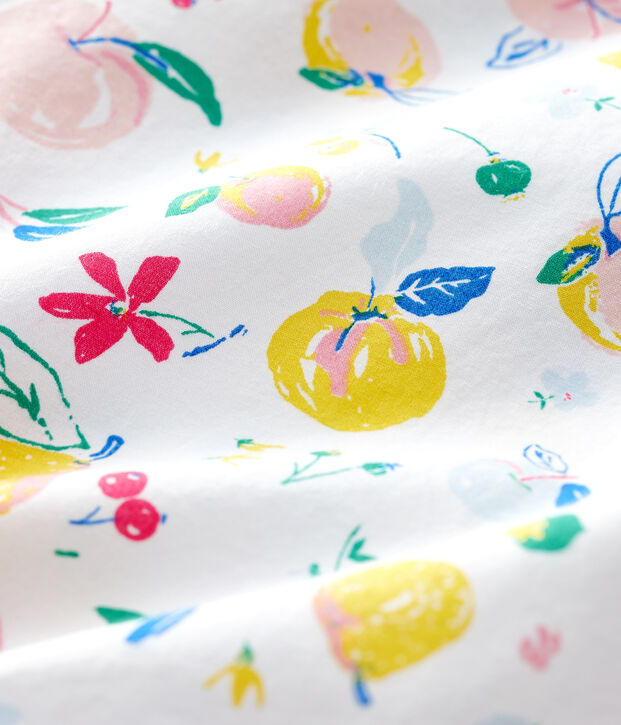 Blouse manches courtes en popeline b&eacute;b&eacute; fille blanc/multicouleur