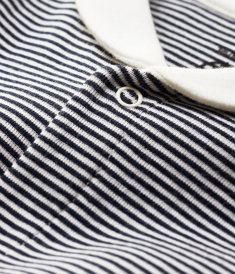 Dors-bien &agrave; rayures col vareuse b&eacute;b&eacute; en coton biologique bleu SMOKING/blanc MARSHMALLOW