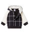 Sweatshirt à capuche bébé garçon en maille à carreaux et sherpa moutonnée noir CITY/blanc MULTICO CN