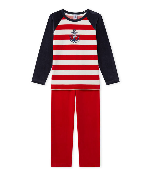 Pyjama gar&ccedil;on &agrave; motif ancre bleu/rouge/blanc