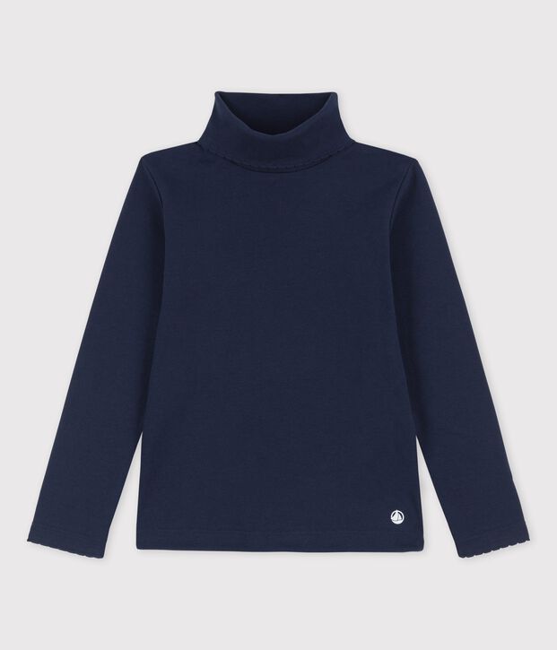 Sous-pull en coton fille bleu marine