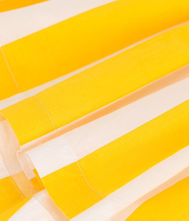 Jupe enfant en coton &agrave; rayures blanc/jaune