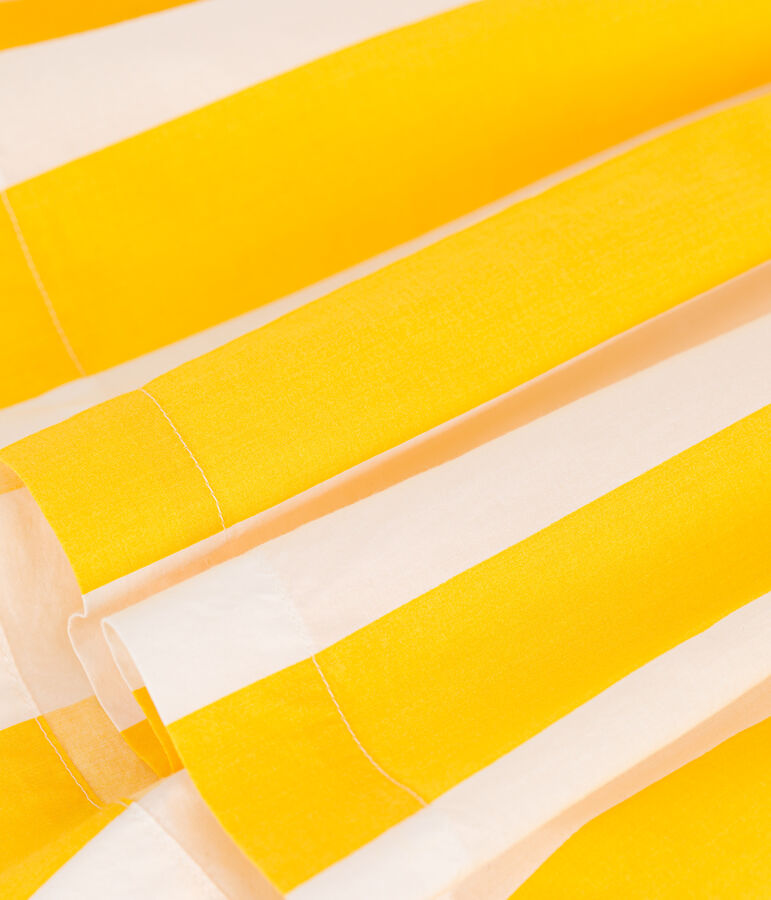 Jupe enfant en coton &agrave; rayures blanc MARSHMALLOW/ ORGE