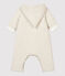 Combinaison longue grise chinée à capuche bébé en coton biologique beige MONTELIMAR CHINE