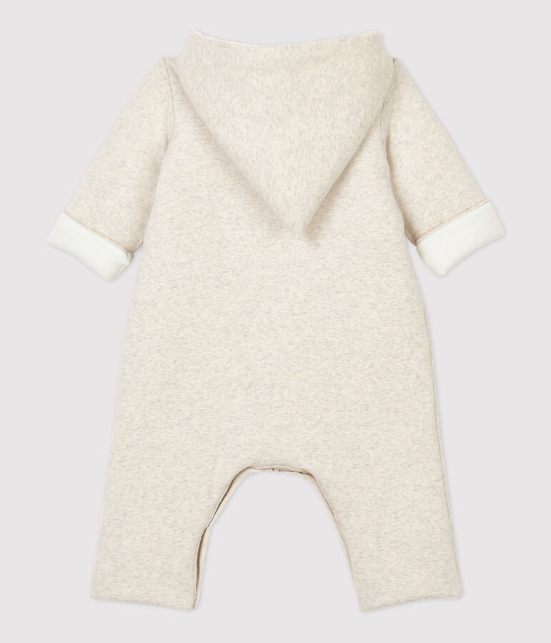 Combinaison longue grise chin&eacute;e &agrave; capuche b&eacute;b&eacute; en coton biologique beige MONTELIMAR CHINE
