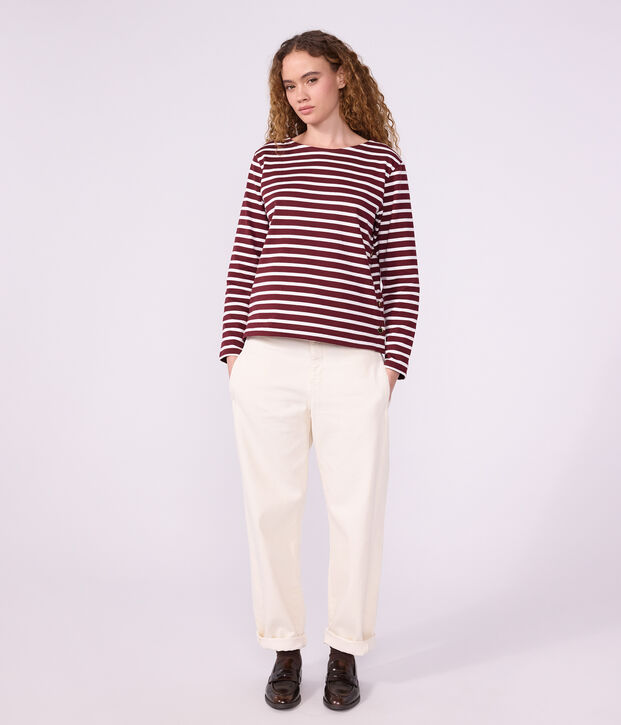 Marini&egrave;re femme en coton rouge/blanc