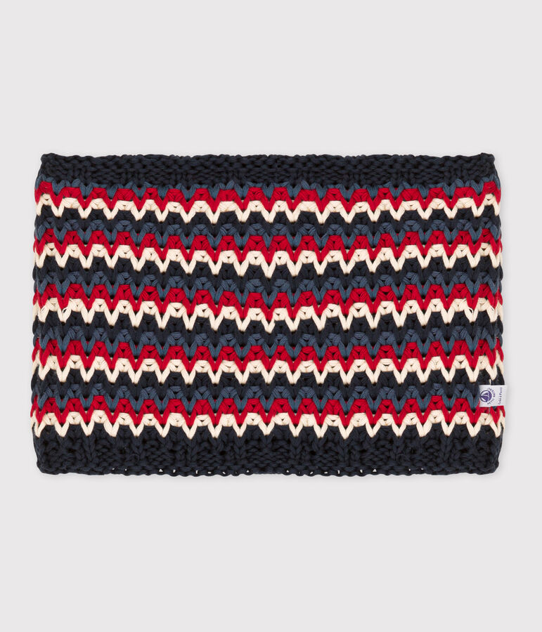 Snood enfant gar&ccedil;on-fille bleu SMOKING/blanc MULTICO