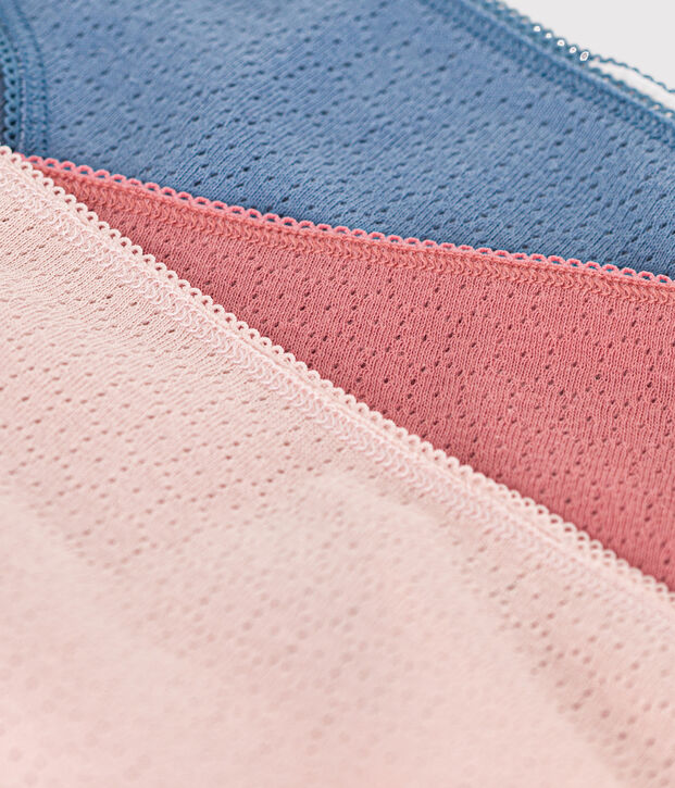 Lot de 3 culottes en coton ajour&eacute; femme multicouleur